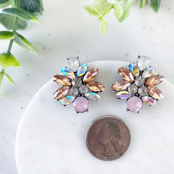 "Merrick" Earrings || Pink Crystal Statement - Picture 7 of 10